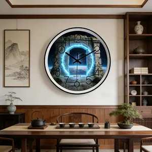 Sci-Fi Secret Land Wall Clock, New Oriental Zen Silent Clock, Artistic Decorative Wall Clock for Tea Room Study