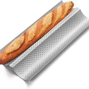 Premium Nonstick Baguette Bread Pan, Perforated Design for Even Cooking, Ideal for Sourdough & Italian Bread, Creates Crispy Crust