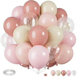 Dusty Pink Balloons, 12 Inch Pastel Pink Balloons, Blush Macaron Orange White Transparent Latex Balloon for Girl  Shower Gender Reveal Romantic Wedding Engagement Party Decorations
