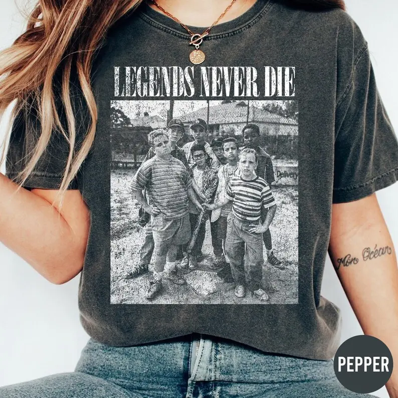 Comfort Colors Legends Never Die T-Shirt, The Sandlot T-Shirt, Baseball Squad Crew, Vintage Movie TShirt, Baseball Team T-Shirt, Sandlot Baseball