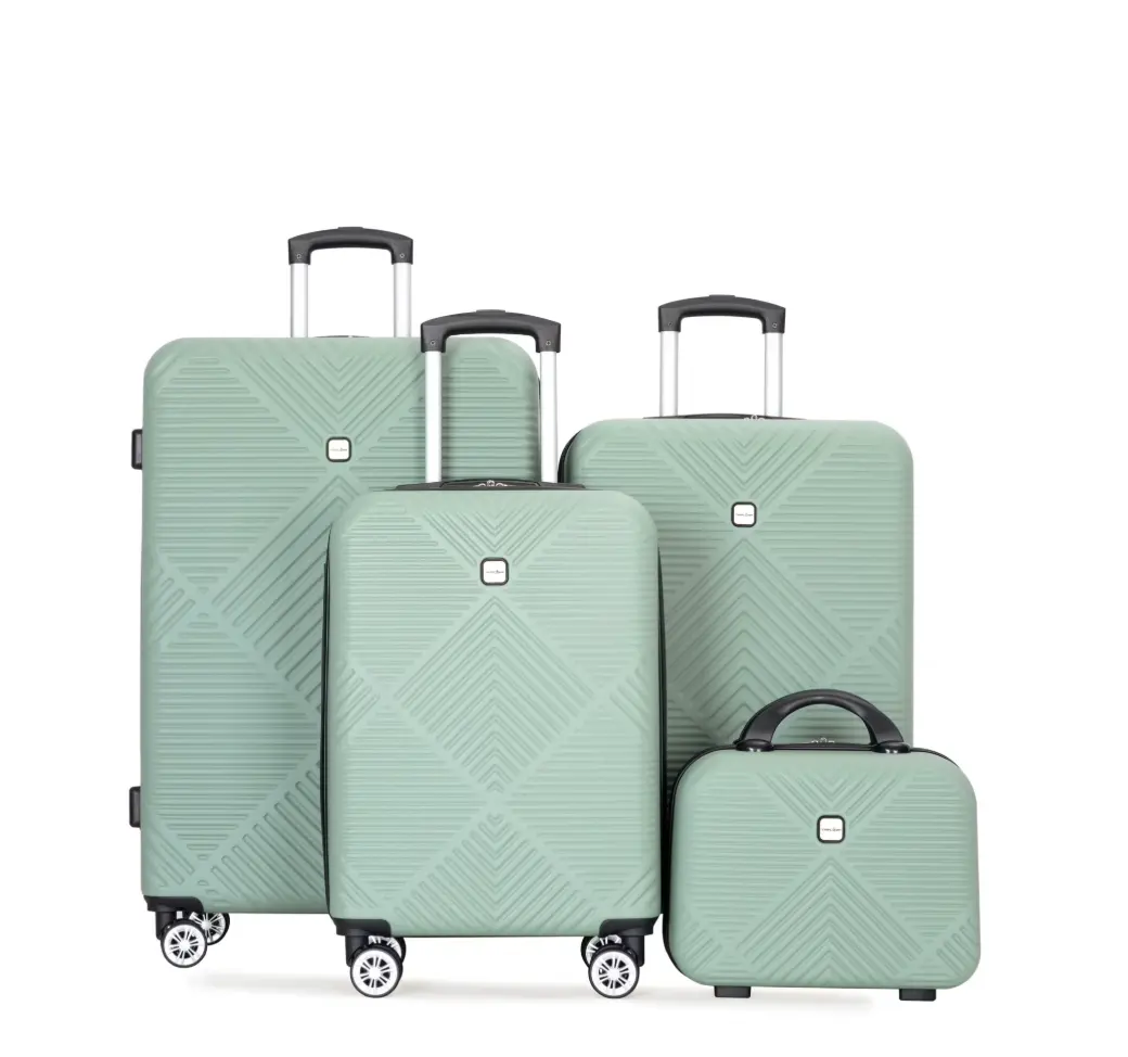 Luggage Sets 4 Piece Suitcase Set (14/20/24/28)Hardside Suitcase with Spinner Wheels Lightweight Carry on Luggage(Olive Green)