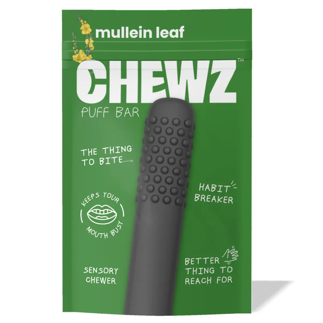 CHEWZ Mullein Lung Detox, Relaxation and Calmness Chewable Fidget for Chewing, Bitting, Holding, On-the-Go
