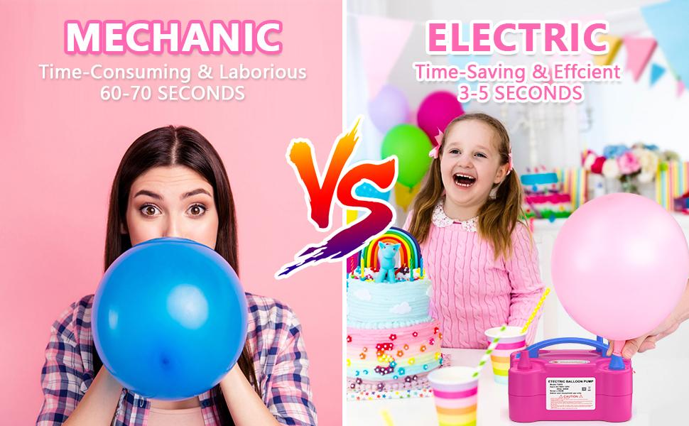 1 Semi-Automatic Electric Inflator, Portable, 600W, 110V-120V, 60HZ, Rose Red, ABS Material, Dual Hose, US Plug, Without Battery, for Home Use, Balloon Inflating Machine