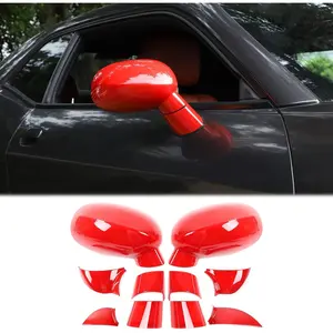 Challenger Rearview Mirror Cover Side Mirror Trim Shell Cover Decoration Trim for 2009-2024+Dodge Challenger Exterior Accessories ASB Red, 11pcs