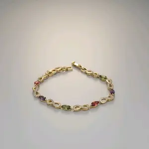 infinito 933 Gold-Tone Bracelet with Multicolor Gems and Interlocking Design for Women's Jewelry Collection