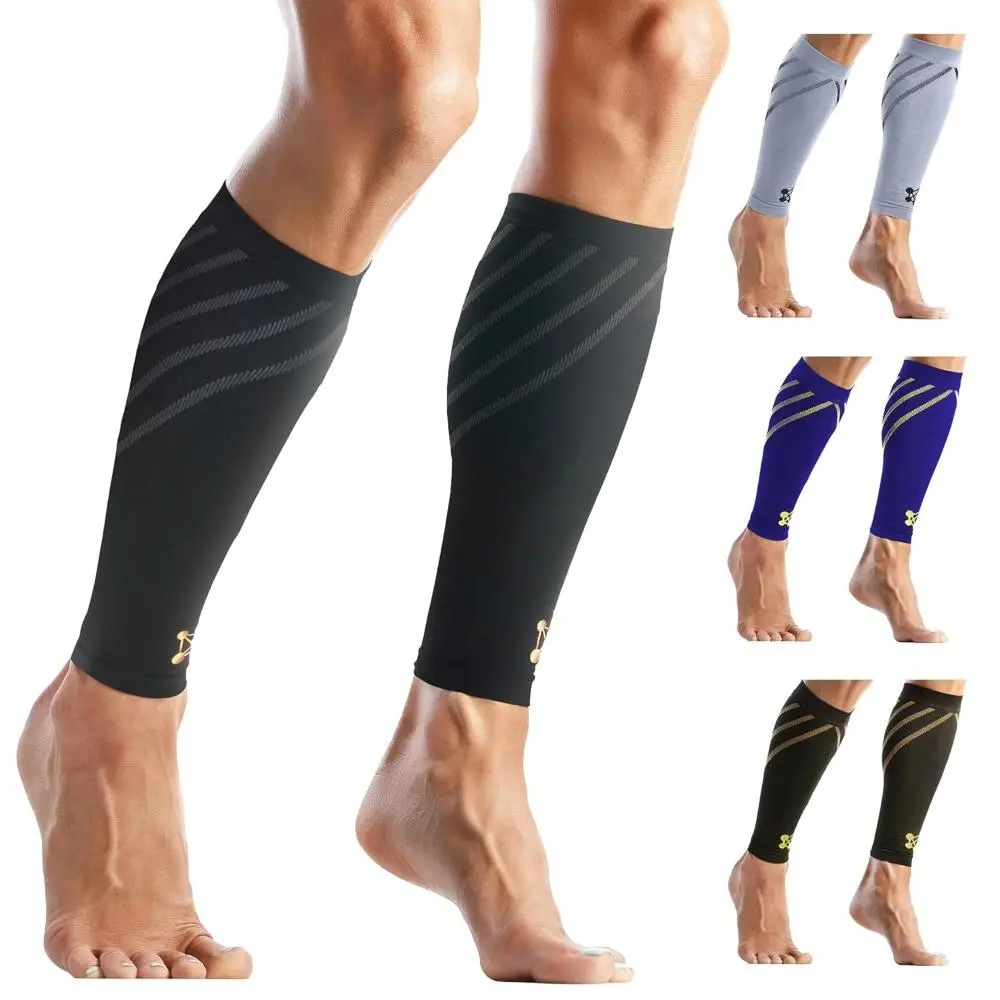 Copper-Infused Calf Compression Sleeve for Legs - Athletic, Breathable 3D Copper-Infused Fabric, Ergonomic Design 4-Way Stretch Nylon Support for Men, Shin Splints, Running