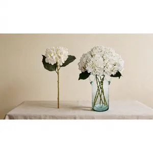 6-Piece Artificial White Hydrangea Silk Flowers with Stems, Decorative Floral Bouquets for Home Table Decor, Weddings, SURE (Sports & Outdoor Fishing Leisure Accent)