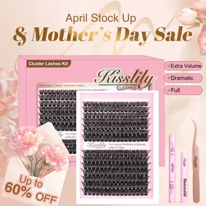 Siren | Kisslily 100D Dramatic Fluffy Lash Clusters Kit I Mega Volume Lashes, D-Curl, DIY Ultra Soft Eyelashes Extension Individual lashes, Waterproof Long Lasting bond seal remover Makeup backtoschool TikTokShopBlackFriday