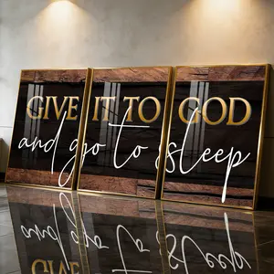 3 Count Aluminum Alloy Frame Canvas, Fashion Quotes Print Poster Give It To God And Go To Sleep, Modern Living Room Decoration, Light Luxury Family Art, Suitable For Bedroom, Corridor And Office Wall Decor, Gift
