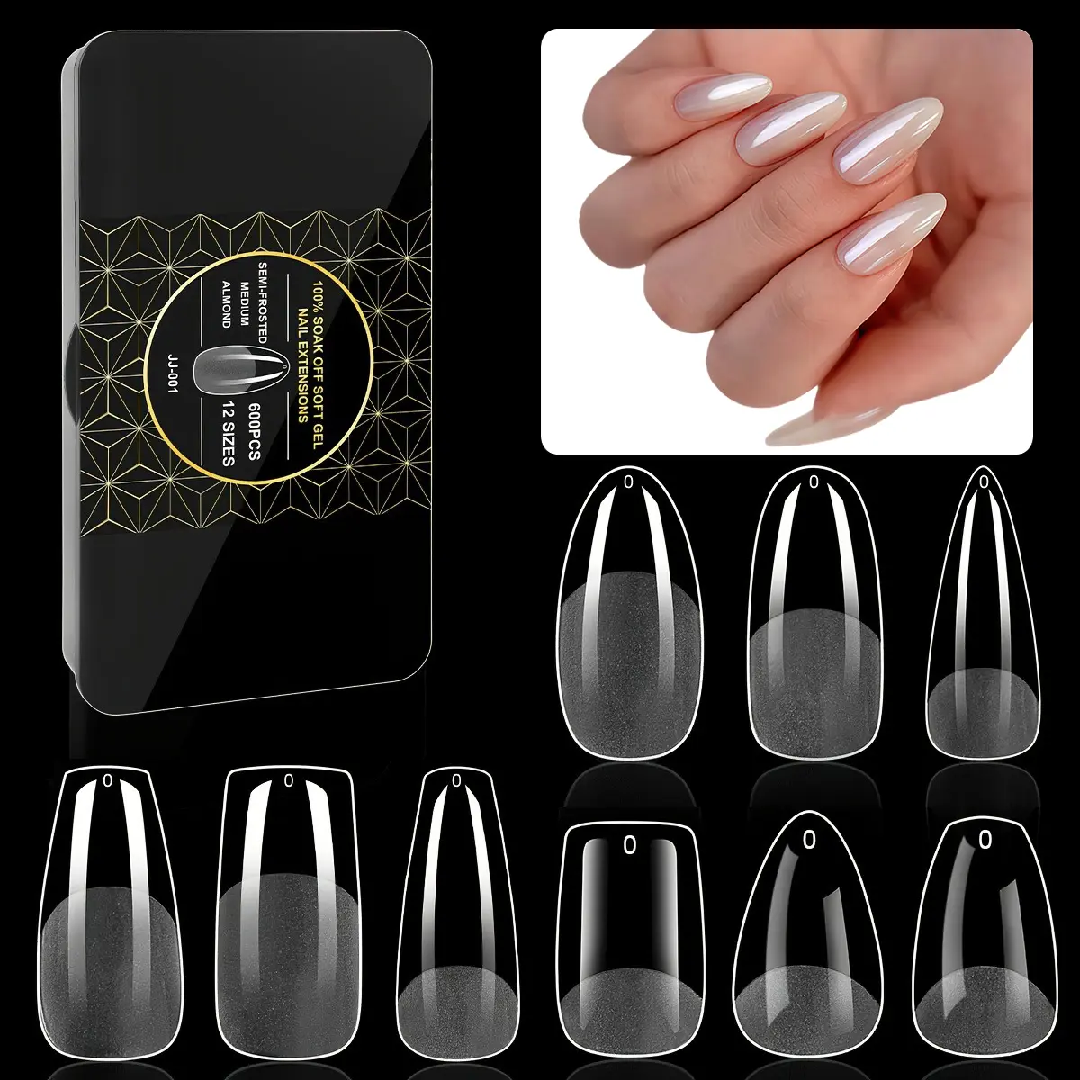 600pcs Soft Gel Nail Tips, Half Matte Clear Acrylic Nail Tips, Pre-Shaped False Nail Tips, Fake Nail Tips for Nail Extension, Manicure Tools for Nail Art Salon, Nail Art Supplies, Salon Quality Nails