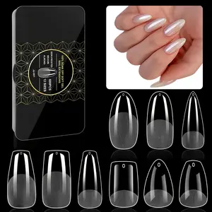 600pcs Soft Gel Nail Tips, Half Matte Clear Acrylic Nail Tips, Pre-Shaped False Nail Tips for Nail Extension, Manicure Tools for Nail Art Salon, Salon Quality Nails