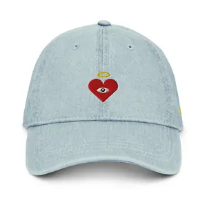 Red Heart-Eye Denim Cap