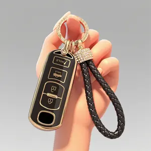 Key Fob Shell Case Fits for Mazda 3 6 Miata MX-5 CX-5 CX-9 2014 2015 2016 2017 2018 2019 Keyless Entry Remote Control 4 Button Pad Key Fob Cover