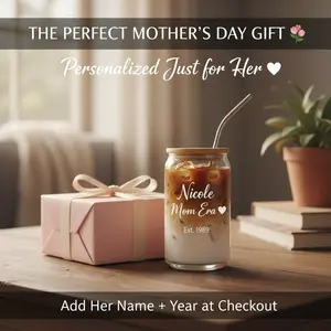 Personalized Mom Tumbler | Custom Name Glass Cup | Mother’s Day Gift Est Year