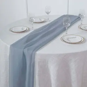 Chiffon 6ft Table Runner Dusty Blue - Flowy & Lightweight Table Decor
