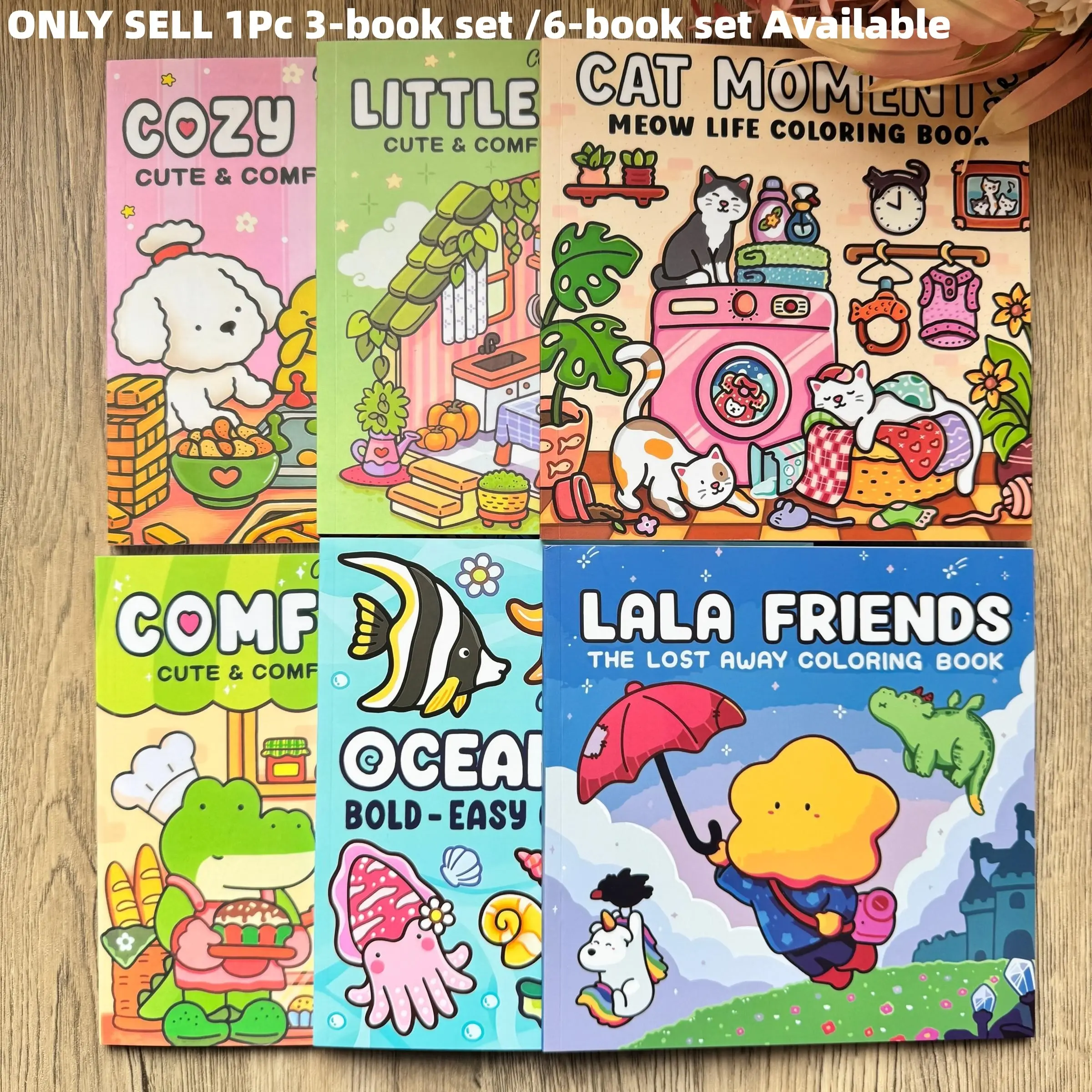3/6 packs of cute and fun adult coloring books: high-quality and thicker, cute patterns + a variety of themes, decompression and enjoy creative fun, suitable for gifts for all people, Art Supplies Kit