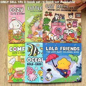 3/6 packs of cute and fun adult coloring books: high-quality and thicker, cute patterns + a variety of themes, decompression and enjoy creative fun, suitable for gifts for all people, Art Supplies Kit