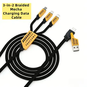 Triple-In-One Braided Data Cable, Compatible with iPhone 16/15/14 & Android Phones, Multi-Interface Charging, Ideal for Daily Use