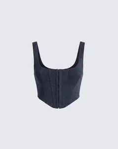 Jarvis Black Metallic Hook & Eye Corset