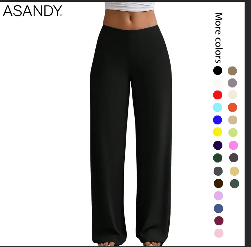 ASANDY Women's High-Waist Wide-Leg Seamless Stretchy Flared Pants - Basic Office Work Clothes Bottom with Elegant Silhouette, Versatile Fabric for Smart Casual Styles