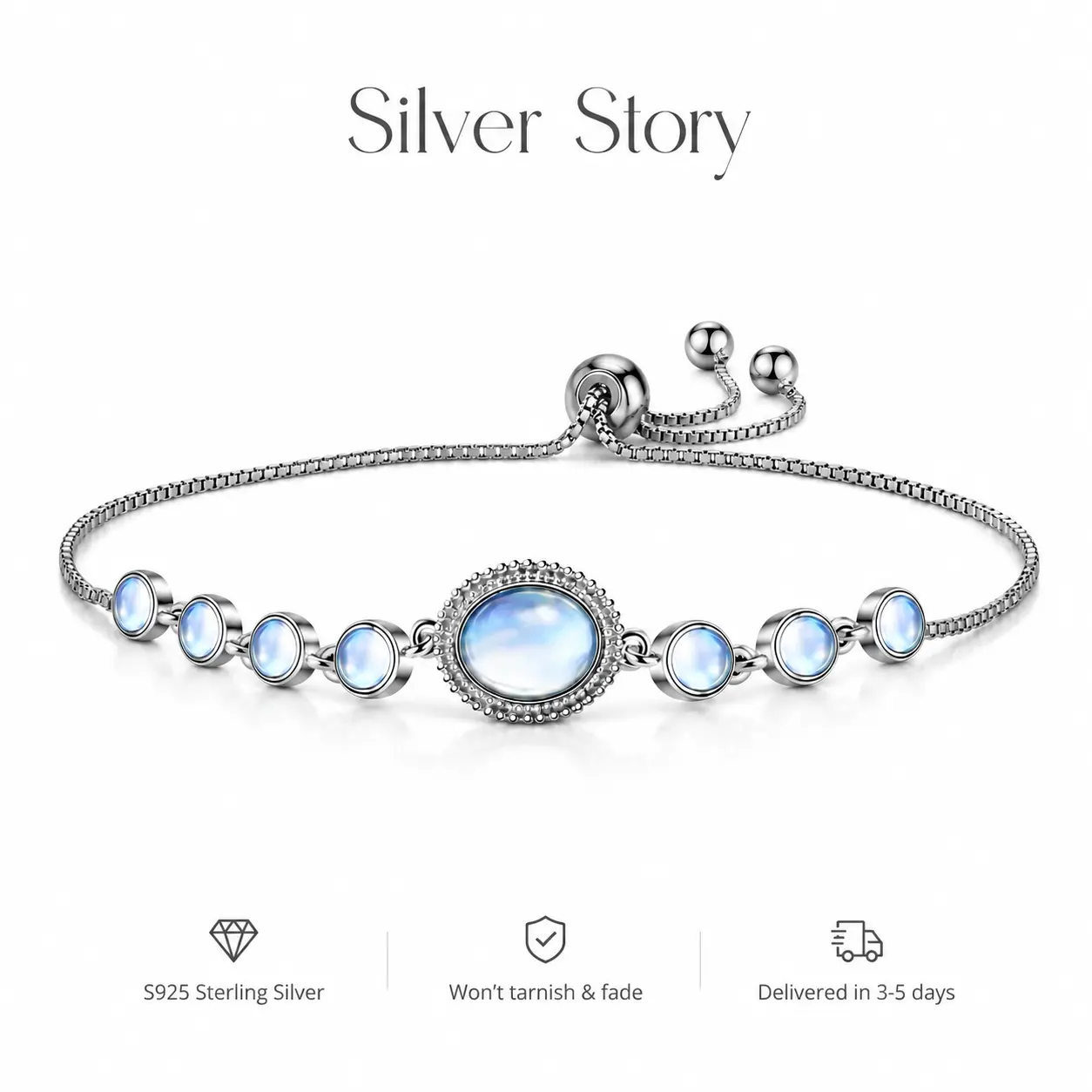 Women's 925 Sterling Silver Boho Celestial Bracelet-Anklet, Dainty Adjustable Chain with Turquoise & Moonstone, Minimalist Gemstone Jewelry for Romance & Beach Wear, Adjustable Bracelet & Anklet