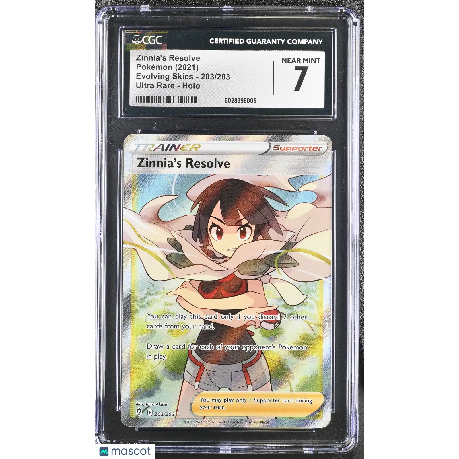 2021 Pokemon Evolving Skies Zinnia’s Resolve 203/203 Full Art Ultra Rare CGC 7