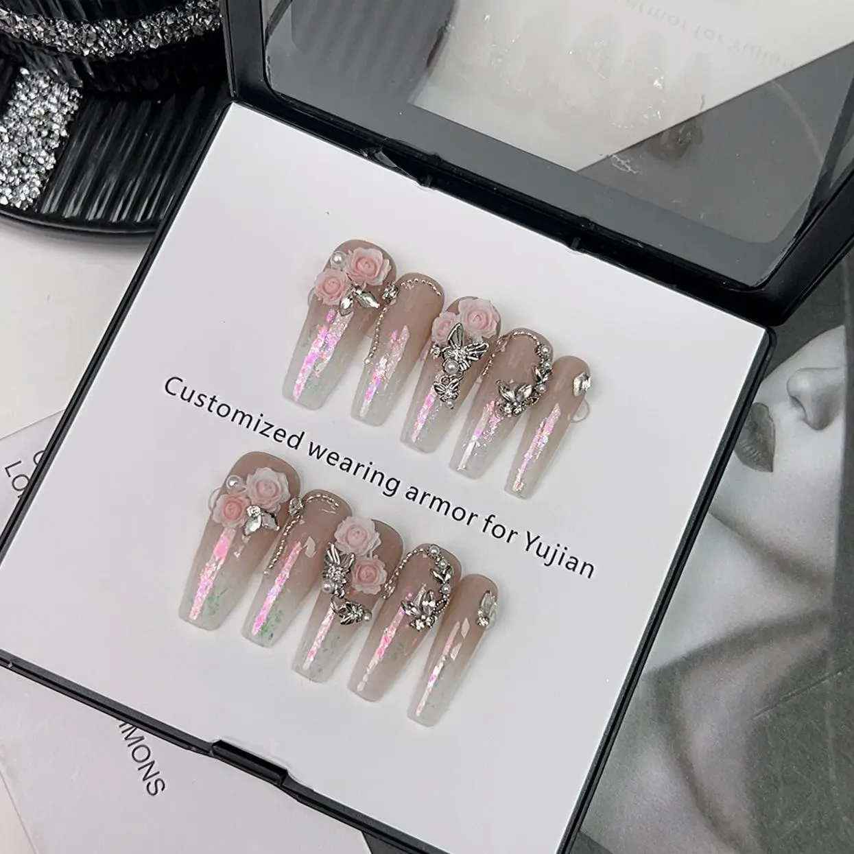 Special Offer-100% Handmade Acrylic Nails - 10 Pcs with Adhesive Tabs & Tool Kit, Waterproof, Eco-Friendly & Reusable