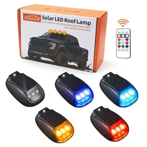 Car Solar Roof Strobe Light No Drill Wireless With Remote Control Color-Changing Cab Signal Lamp Warning Anti-Collision Pilot Light for Car Truck SUV