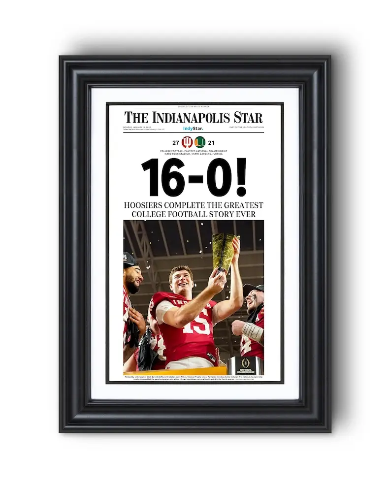 [Unframed] 2026 Indiana Football “16–0” Undefeated College Champions  Poster Mendoza Edition