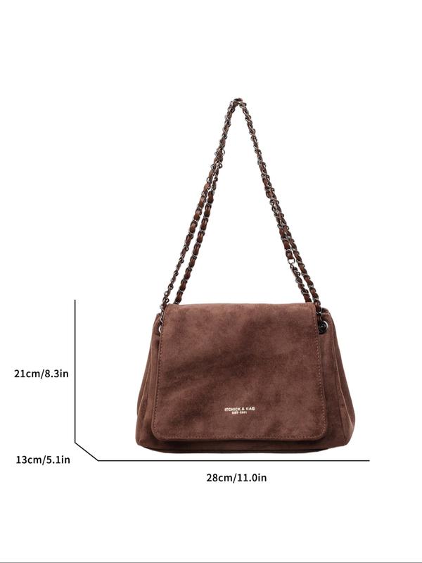 Women's PU Velvet Handbag, Retro Style Large Capacity Shoulder Bag, Magnetic Closure, Ideal for Office, School, Work, Travel, Outdoor