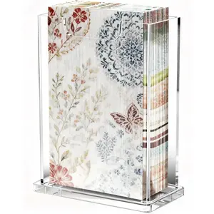 4mm Thick Clear Vertical Acrylic Napkin Holder Waterproof Stackable Hand Towel Dispenser Box for Bathroom Kitchen Dining Table Home Hotel Modern Gift
