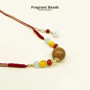 Natural Blended Incense Bead Single Pendant Necklace, Zen Lifestyle, Oriental Artistic Conception, Intangible Cultural Heritage, Chinese Aesthetics, Festival Gift