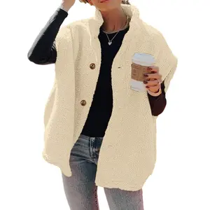 Womens Fuzzy Fleece Vest Casual Oversized Warm Button Down Sherpa Vest Jacket with Pockets