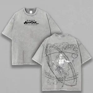 Retro Vintage Limited Aang - The Last Air Nomad - The Avatar Anime Double Printed  Washed Tee Unisex Oversize Anime Manga Acid Washed Lightweight Cotton T-Shirt, Gift For Anime Fan, Anime Lover
