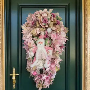 Pink Victorian Santa Christmas Large Swag Wreath ( Free Shipping)