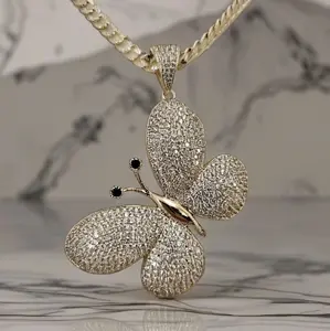 (42) #2.   14 inches butterfly pendant   and chain  20 inches 14k gold plated