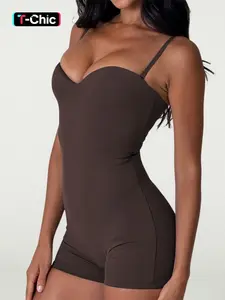 Show-Chest Strapless Jumpsuit, Women's Sleeveless Short Romper, Casual Summer, Comfortable & Stylish One-Piece Dress, Casual Jumpsuits