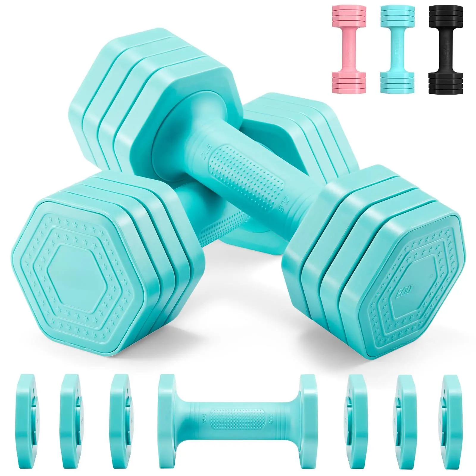 Adjustable Dumbbell Set  4 In 1 Free Weights Dumbbells For Women At Home 2lb 3lb 4lb 5lb With Tpu Soft Rubber Handle Gym Exercise
