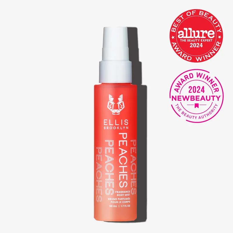 Ellis Brooklyn PEACHES Perfume Mist 50ml - Fruity Floral Perfume Mist for Women with Sweet Peach, Rosebud, & Sandalwood, Vegan Perfume, Made In The USA
