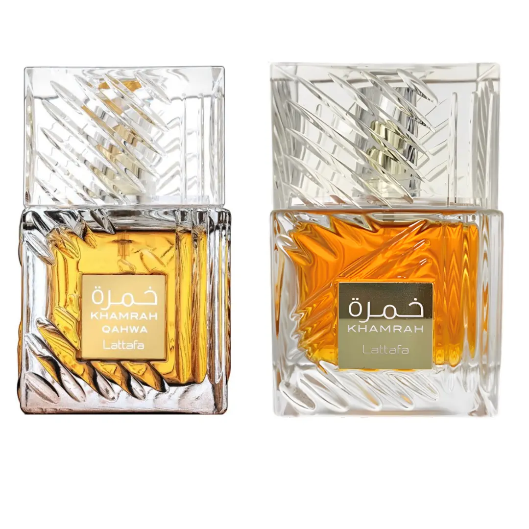 Lattafa Khamrah Qahwa + Khamrah Blueberry Arabian Perfumes EDP Duo Set, Unisex Rich Spicy Aromatic Fragrance Multi-Pack