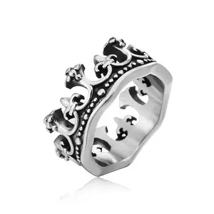 Ancient Roman Crown Vintage High Quality Stainless Steel Ring For Men Boyfriend Gift