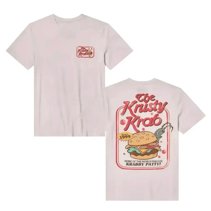 Adults#sshirteb0b#squarep@nts Krusty Krab Plankton T-shirt Double-sided pattern casual shirt Men's gift Soft and comfortable cotton T-shirt
