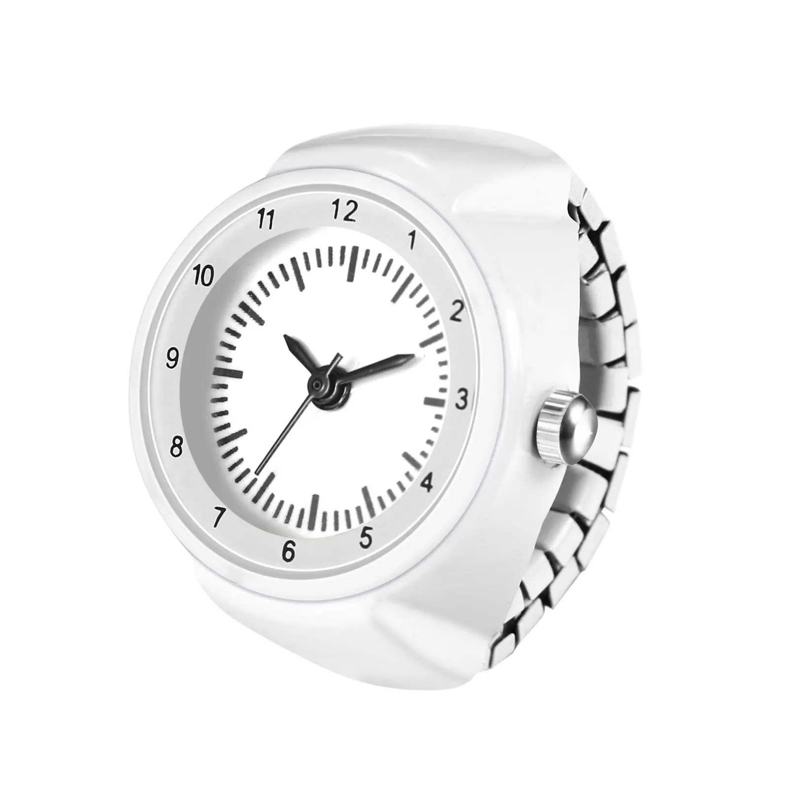 OIDEA Finger Ring Watch with Elastic Stainless Steel Band, Mini Quartz Analog Clock for Men and Women summerwins