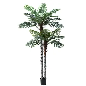 Nafresh 8ft/9ft/10ft Tall UV Resistant Faux Palm Tree,Artificial Palm Tree Indoor Outdoor, Fake Tree with Real Bark and Realistic Leaves and for Home House Office Living Room Yard Patio.