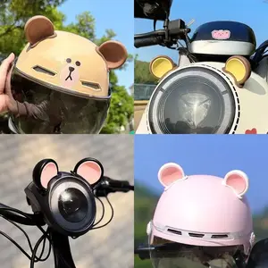 2Pcs Cute Bear Ears Helmet Decoration - Suction Cup Colorful Accessories, Stylish Helmet Decal for Motorcycle & Bicycle Helmets, Universal Vehicle Helmet Decor, Easy to Install Cute Helmet Embellishment