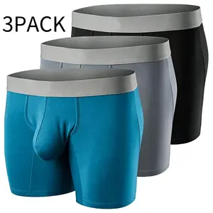1PCS/3PCS Men's Modal boxer underwear is breathable and cool  Large Pouch with Gun & Pellet Separation quick drying sports type anti rolling and hip lifting, mid waist soft elastic underwear, suitable for daily or sports wear (s-3XL, solid color)
