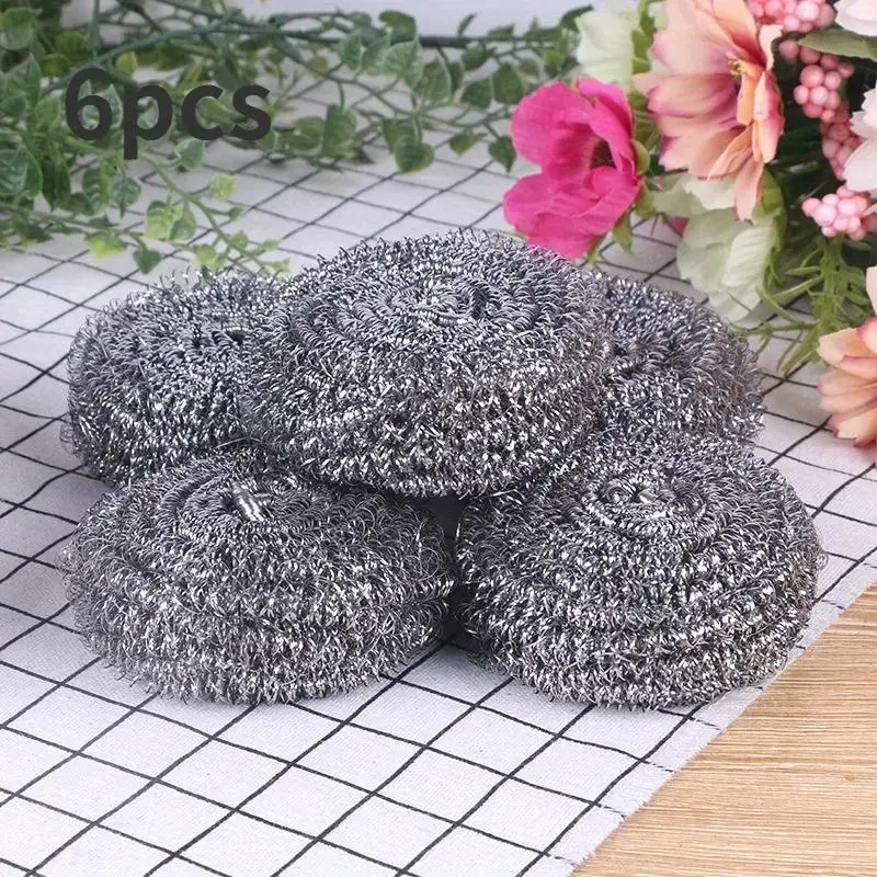 6pcs Scourer - Steel Wool For Cleaning Dishes Pans Pots Ovens Grills Stainless Steel Scrubber For Kitchen Sinks Cleaning Kitchen Cleaning Supplies Kitchen Cleaning Tool Cleaning Products