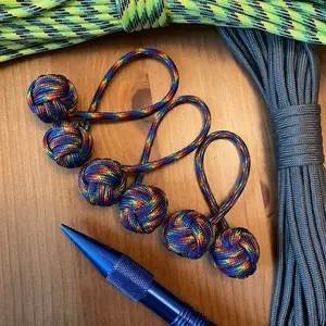 Monkey Fist Paracord Begleri Fidget Toy | Rainbow Color Pattern