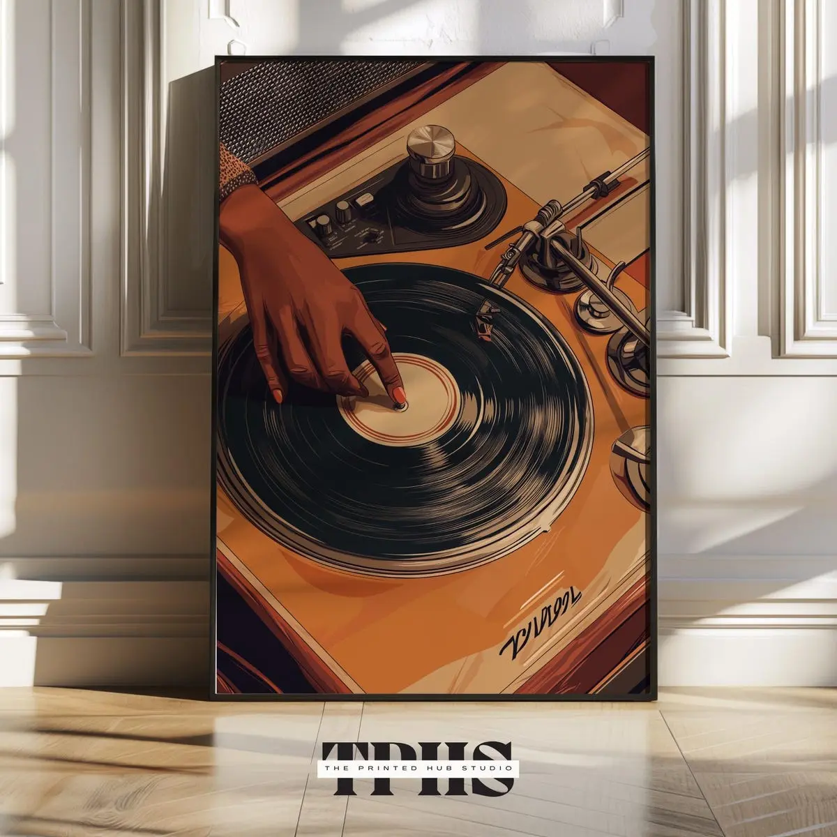 Broken Vintage Turntable Art Black Woman Art African American Music Wall Art Black Art Print Melanin Woman Art Black Girl Art Unframed