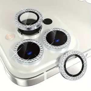 Premium 9H Tempered Glass Camera Lens Protector  For iPhone 17/17Air/17 Pro/17 Pro Max iPhone 11/12 Pro Max - Silver Aluminum Alloy Cover with Metal Ring Decor - 4pcs Anti-Scratch Protective Shields Kit Accessories